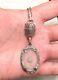 Awesome Filigree Art Deco Sterling Silver Heavy Ornate Lg. Camphor Glass Pendant