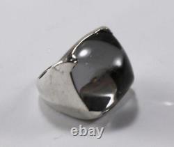 BACCARAT MEDICIS 925 STERLING SILVER CLEAR CRYST. GLASS COCKTAIL RING Sz US-7.75