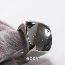 BACCARAT MEDICIS 925 STERLING SILVER CLEAR CRYST. GLASS COCKTAIL RING Sz US-7.75