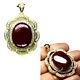 Big 22 X 27 Mm. Blood Red Ruby & White Topaz Pendant 925 Silver