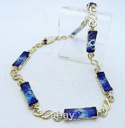 BLUE GLASS 17 INCH LONG NECKLACE REAL SOLID. 925 STERLING SILVER 51.4 g
