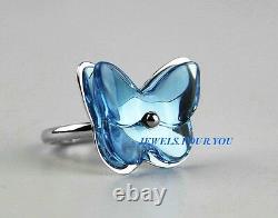 Baccarat Jewelry Papillon Butterfly Sterling Silver Lavender Ring Sz 49 New