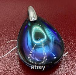 Baccarat Psydelic Sterling Silver Blue Scarabee Tear Drop Pendant