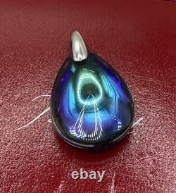 Baccarat Psydelic Sterling Silver Blue Scarabee Tear Drop Pendant