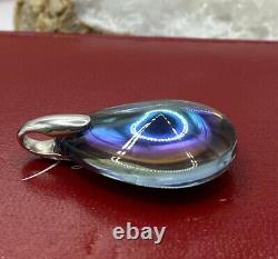 Baccarat Psydelic Sterling Silver Blue Scarabee Tear Drop Pendant