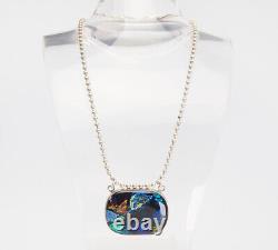 Barbie Koncher stunning large designer Art Glass sterling silver necklace