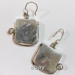 Beautiful New 925 Sterling Silver Roman Glass Full Bead Earring, Unique Square