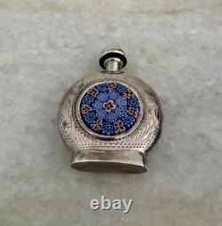 Beautiful Rare Sterling Silver Millefiori Glass Perfume Bottle 925 Stopper Lid