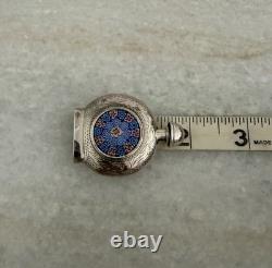 Beautiful Rare Sterling Silver Millefiori Glass Perfume Bottle 925 Stopper Lid