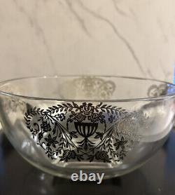 Beautiful inlay Sterling silver pressed glass bowl circa 1930's, 9.5 inches