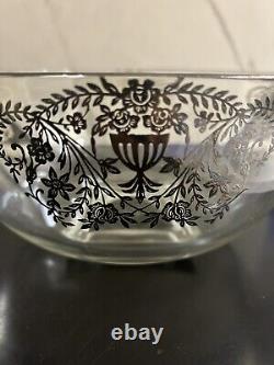 Beautiful inlay Sterling silver pressed glass bowl circa 1930's, 9.5 inches