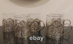 Bhatter & Co Set Of 5 Sterling Silver And Glass Demitasse Cups, India