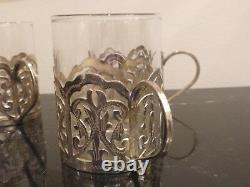 Bhatter & Co Set Of 5 Sterling Silver And Glass Demitasse Cups, India