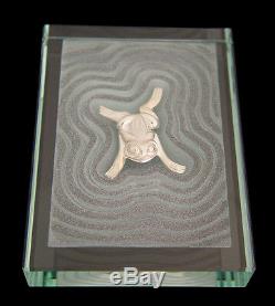 Bill Reid Haida Sterling Silver Frog Brooch with Glass Lily Pad with Gift Box