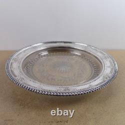 Birks Sterling Silver & Cut Glass Engraved Flowers Tray 11.5 Across VGC
