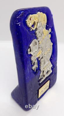 Blenko Art Ixchel Glass Sterling Silver Paperweight, Bayer Pharmacy Mayan God
