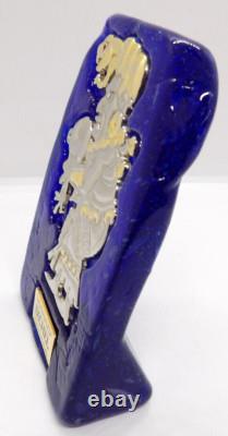 Blenko Art Ixchel Glass Sterling Silver Paperweight, Bayer Pharmacy Mayan God