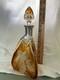 Bohemian Amber Cut To Clear Glass Sterling Silver Decanter Grapes Vintage