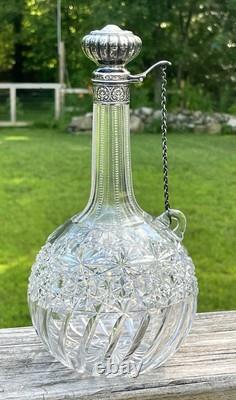 Brilliant Period Cut Glass 10 Decanter with Whiting Sterling Silver Top