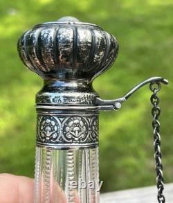 Brilliant Period Cut Glass 10 Decanter with Whiting Sterling Silver Top