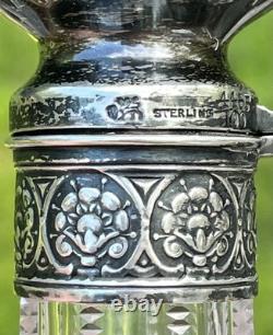 Brilliant Period Cut Glass 10 Decanter with Whiting Sterling Silver Top