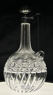 Brilliant Period Cut Glass 10 Decanter with Whiting Sterling Silver Top