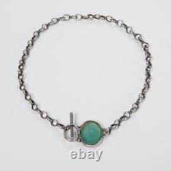 Bruria Tamir Israeli Sterling Silver Roman Glass Pendant Toggle Clasp Necklace