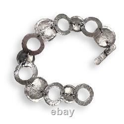 Brutalist LULI Hamersztein Sterling Silver Roman Glass Bracelet