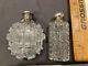 C1880 Sterling Silver Cut Glass Perfume Bottles Victorian Flask Gothic