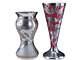 C1900 Art Nouveau Sterling Silver Overlay Art Glass Vases