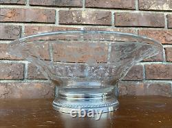 CAMBRIDGE CHANTILLY GLASS LARGE CENTERPIECE BOWL With STERLING SILVER BASE ELEGANT