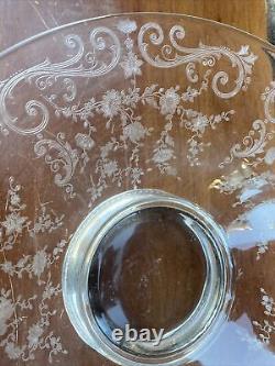 CAMBRIDGE CHANTILLY GLASS LARGE CENTERPIECE BOWL With STERLING SILVER BASE ELEGANT