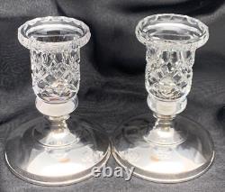 CANDLEHOLDERS Hawkes Cut Glass & Sterling Silver Hallmarked CANDLESTICKS 34 PWTS