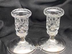 CANDLEHOLDERS Hawkes Cut Glass & Sterling Silver Hallmarked CANDLESTICKS 34 PWTS