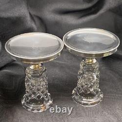 CANDLEHOLDERS Hawkes Cut Glass & Sterling Silver Hallmarked CANDLESTICKS 34 PWTS