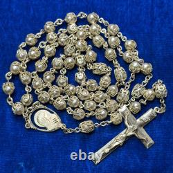 CREED Sterling Silver Filigree Glass Pearl Catholic Rosary USA