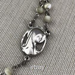 CREED Sterling Silver Rosary Vintage Glass Beads & Fratelli Bonella Prayer Card