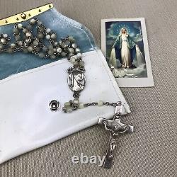 CREED Sterling Silver Rosary Vintage Glass Beads & Fratelli Bonella Prayer Card