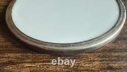 CYRIL GORAINOFF Signed Sterling Silver rim Horse Milk Glass Coaster vintage