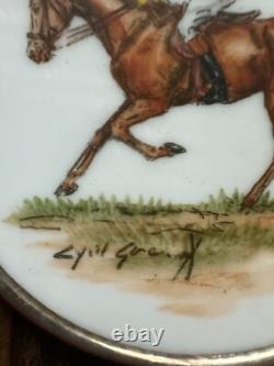 CYRIL GORAINOFF Signed Sterling Silver rim Horse Milk Glass Coaster vintage