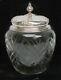Ca 1900 Sterling Silver Lid Grand Baroque Design Cut Crystal Biscuit Jar