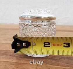 Ca. 1906 English Sterling Silver & Cut Glass Covered Dresser Box / Dish