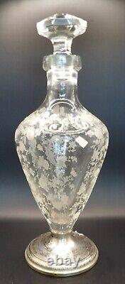 Cambridge Chantilly #1321 Footed Decanter With Sheffield Sterling Silver Foot