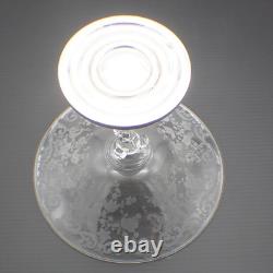 Cambridge Chantilly Compote Acid Etched Glass Sterling Silver Base
