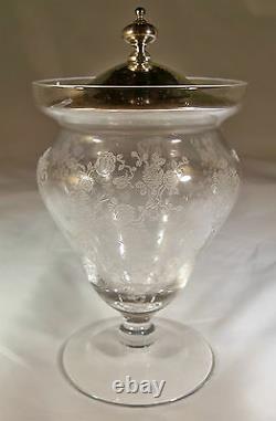 Cambridge Rose Point Crystal #157 Footed 7-ounce Marmalade Sterling Silver LID