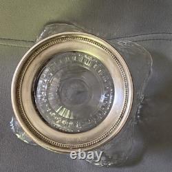 Cambridge Rose Point Etched Glass 7.5 Bowl Wallace Sterling Silver Base #4640