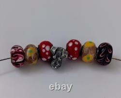 Chamilia 92.5 Sterling Silver 16 Snake Chain With3 Silver Charms Plus 6 Glass
