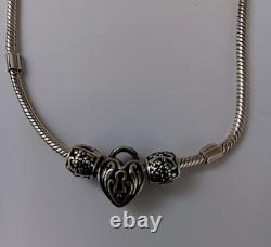 Chamilia 92.5 Sterling Silver 16 Snake Chain With3 Silver Charms Plus 6 Glass
