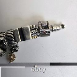 Chamilia Sterling Silver Charm Bracelet 22 Charms Mom Friend Hearts Murano Glass