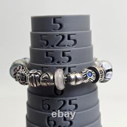 Chamilia Sterling Silver Charm Bracelet 22 Charms Mom Friend Hearts Murano Glass
